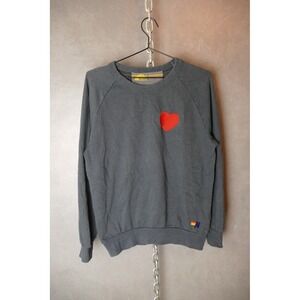 Aviator Nation Heart‎ Patch Raglan Sweatshirt Charcoal Gray Mens Small USA